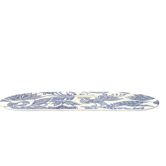 RACHEL ZOE Spring Blue Botanical Floral Melamine Oval 8 x 18 Serving Tray NEW - Picture 5 of 6